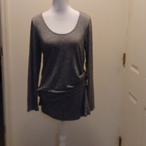 NWT Halogen Gray Long Sleeves Gathered Top 1X Draped